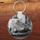 Klassieke auto zwart en wit sleutelhanger (Voorkant)