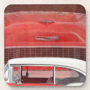 Klassieke auto's Chevy Bel Air Dodge Red White Vin Onderzetter