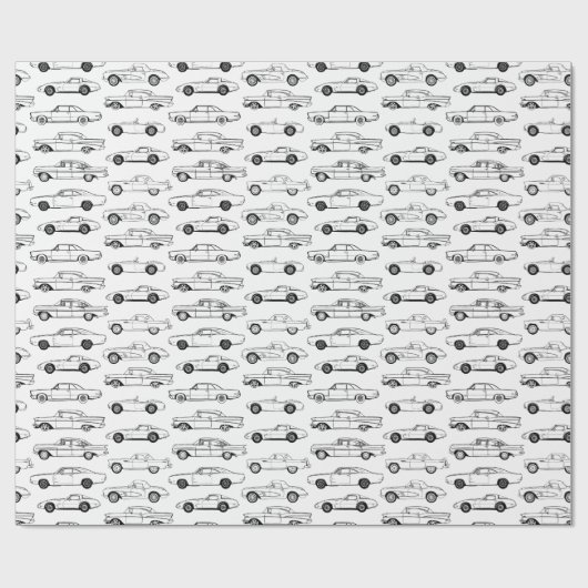 Klassieke auto's in zwart ontwerp cadeaupapier (Vlak)