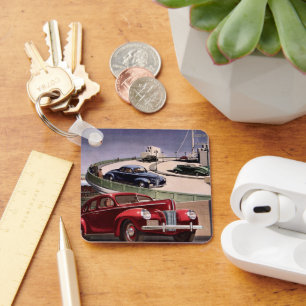 Klassieke auto's, klassieke sedans roadtrip over d sleutelhanger