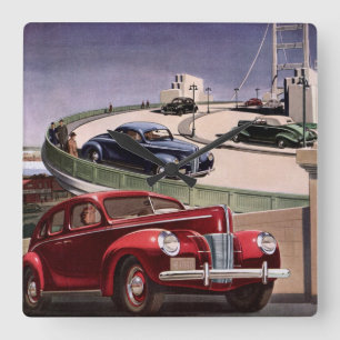 Klassieke auto's, klassieke sedans roadtrip over d vierkante klok