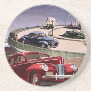 Klassieke auto's, klassieke sedans roadtrip over d zandsteen onderzetter