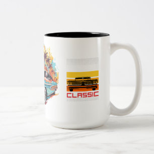 Klassieke auto's tweekleurige koffiemok