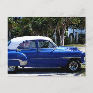 Klassieke auto's van Cuba Marine Blue Taxi Briefkaart