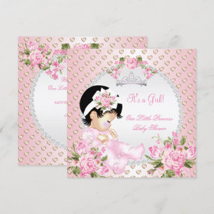Klassieke baby shower meisje roos bloemig roze har kaart