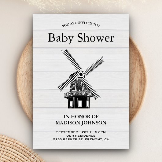 Klassieke Baby Shower met Oude Molen Kaart
