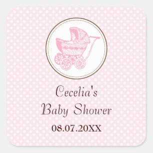 Klassieke Baby shower-sticker Vierkante Sticker