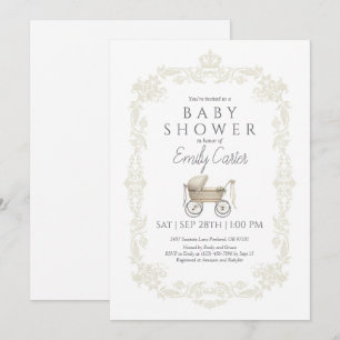 Klassieke Baby Stroller Baby shower uitnodiging