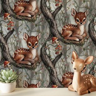 Klassieke babyschoppen met paddestoelen kinderkame behang