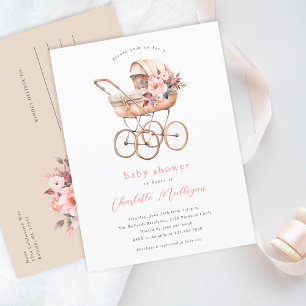 Klassieke babywagen geslachtsneutrale babyborrel briefkaart