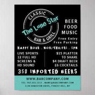 Klassieke balk & grill Logo, Pub/Brewery Advertere Poster