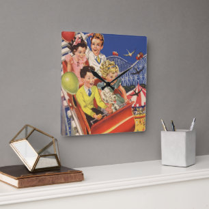 Klassieke Ballonnen Honden Achtbaan Rit voor Kinde Vierkante Klok