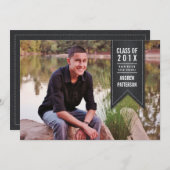Klassieke Banner Afstuderen Fotoaankondiging Kaart (Voorkant / Achterkant)