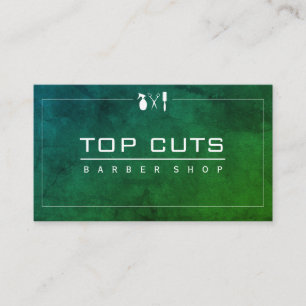 Klassieke Barber Shop Sleek Groen Paars Visitekaartje