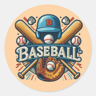 Klassieke Baseball Essentials / Stijlvolle Retro L Ronde Sticker