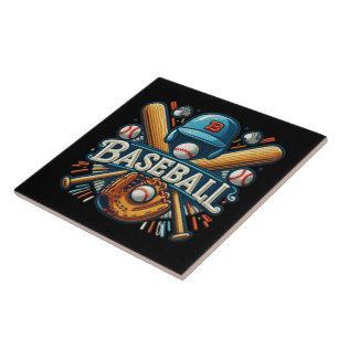 Klassieke Baseball Essentials / Stijlvolle Retro L Tegeltje
