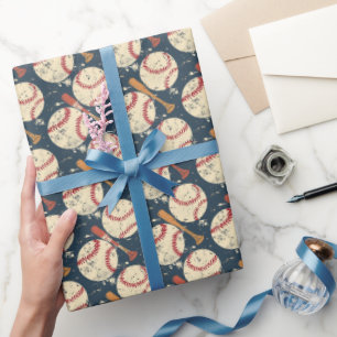 Klassieke Baseball met Afgeleid Effect Cadeaupapier