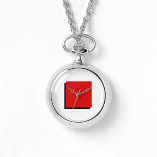 Klassieke Bauhaus Art Rode Plein Ketting Horloge