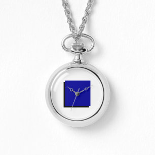 Klassieke Bauhaus Kunst Blauw Vierkant Halssnoer H Horloge