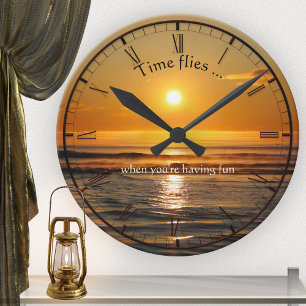 Klassieke 'Beach Sunset Wall klok' Ronde Klok