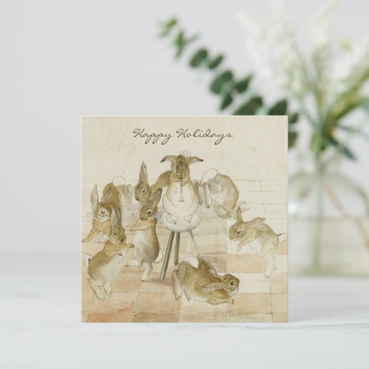 Klassieke Beatrix Potter Konijn Kerst Vakantie Feestdagenkaart (Staand voorkant)