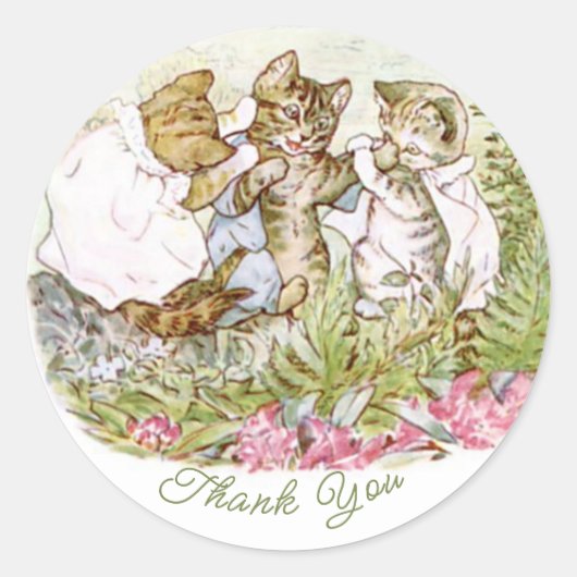 Klassieke Beatrix Potter Schattige Kitten Ronde Sticker (Voorkant)