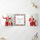Klassieke beige Tartan met kerstmis Drieluik Wenskaart (Binnen)