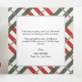 Klassieke beige Tartan met kerstmis Drieluik Wenskaart (Binnenkant midden)
