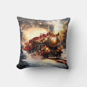 Klassieke besneeuwde kerstnacht treinexpress kussen