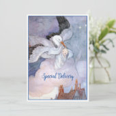 Klassieke Bezorging Ooievaar Baby Shower Kaart (Staand voorkant)