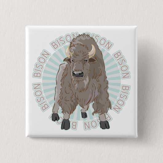 Klassieke Bison Vierkante Button 5,1 Cm (Voorkant)