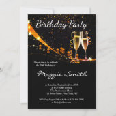 Klassieke Black and Gold verjaardagsfeestje uitnod Kaart (Voorkant)