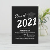 Klassieke Black en White Graduparty Kaart (Staand voorkant)