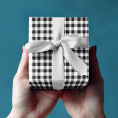 Klassieke Black & White Plaid Gingham Kerstmis Cadeaupapier