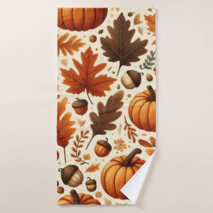 klassieke bladeren/pompoenen/eikels Herfst Badhanddoek