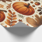klassieke bladeren/pompoenen/eikels Herfst Cadeaupapier (Hoek)