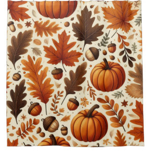 klassieke bladeren/pompoenen/eikels Herfst Douchegordijn