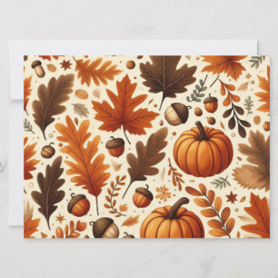 klassieke bladeren/pompoenen/eikels Herfst Feestdagenkaart
