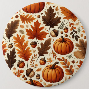 klassieke bladeren/pompoenen/eikels Herfst Ronde Button 6,0 Cm