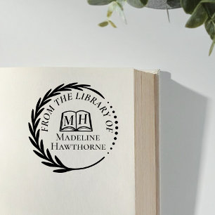 Klassieke Bladkrans Uit De Bibliotheek Van Ex-Libr Rubberstempel