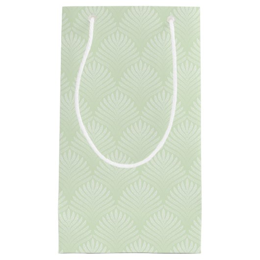 Klassieke bladpatroon in wit en groen klein cadeauzakje (Voorkant)