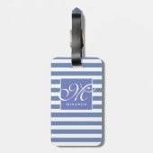 Klassieke Blauw en Witte Striped - het Monogram va Bagagelabel (Achterkant verticaal)