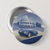 Klassieke  blauw-raderauto ronde button 7,6 cm (Voorkant /achterkant)