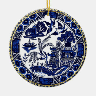 Klassieke blauw Willow Design kerstversiering Keramisch Ornament