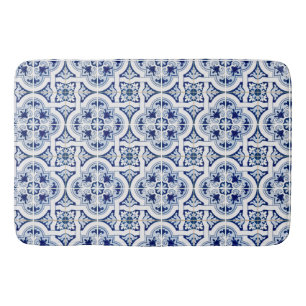 Klassieke blauw & wit mediterrane Tegel look Badmat