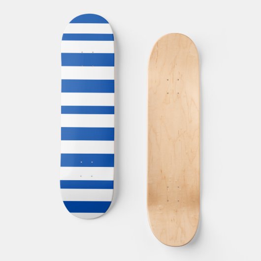 Klassieke Blauw & Witte Stripes Skateboard (Voorkant)