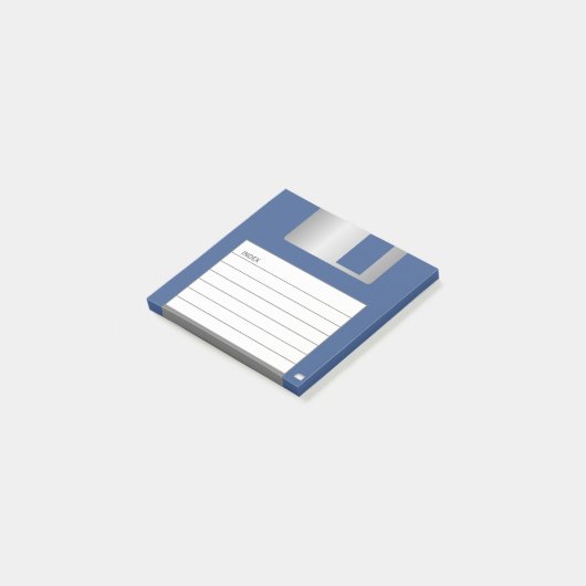 Klassieke blauwe 3,5-inch diskette na-it notities post-it® notes (Schuin)