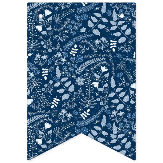 Klassieke blauwe boho-bloempatronen | Mooi Vlaggetjes (Eerste vlag)