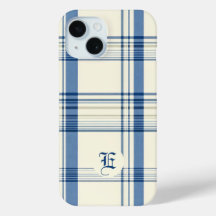 Klassieke Blauwe en Crème Plaid Telefoonhoes