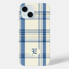 Klassieke Blauwe en Crème Plaid Telefoonhoes